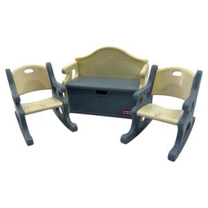 Little Tikes Dollhouse Furniture Toy Box Rocking Chairs Nursery blue white